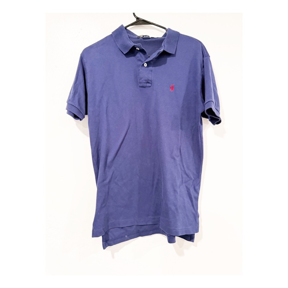Polo Ralph Lauren Mens Blue Cotton Short Sleeve Polo Shirt Made in USA Large